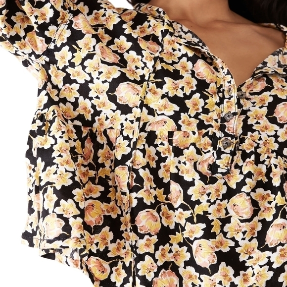 Free PEOPLE Highlander Printed Pullover Blouse Top Boho Xs - Picture 3 of 13